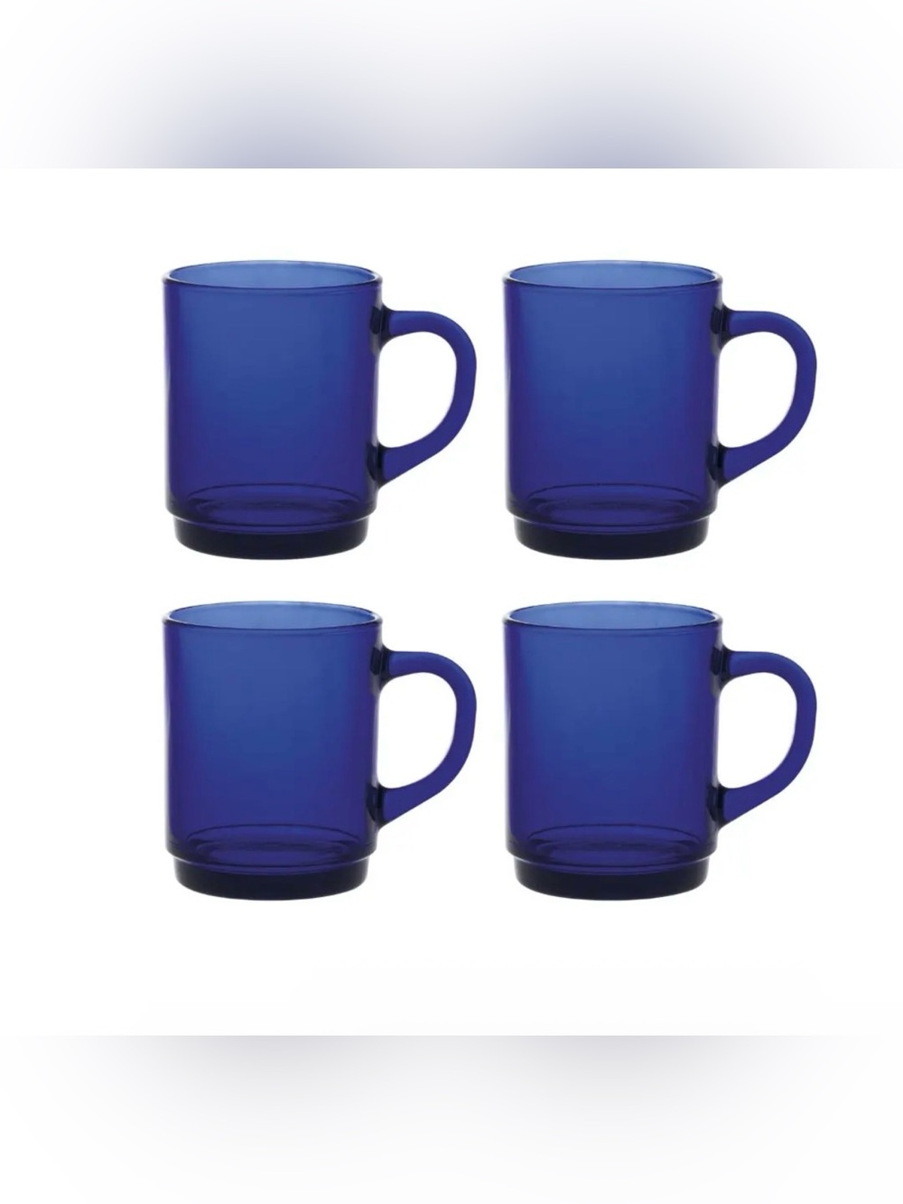 Fun-Damentals Cobalt Dynasty Blue Glass Coffee Mugs - Set of 4 13oz mugs